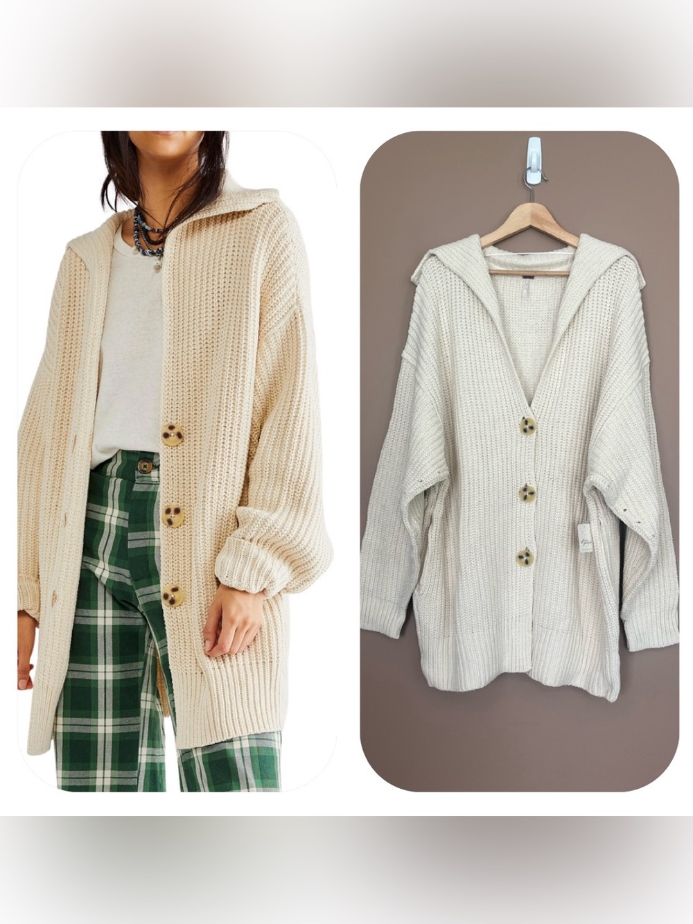 {Free People} Swim Too Deep Cardigan Oversized in Birch - Womens XL - NWT